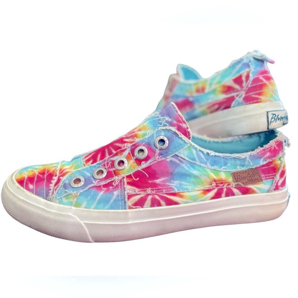 Blowfish Malibu Frayed Rainbow Colorful Slip On Sneakers Pastel Tie-Dyed  Size 7 - Picture 4 of 7